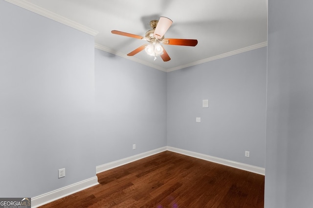 1348 Ewing Creek Dr, Dacula, GA 30019 - empty room with ceiling fan, dark wood finished floors, and ornamental molding