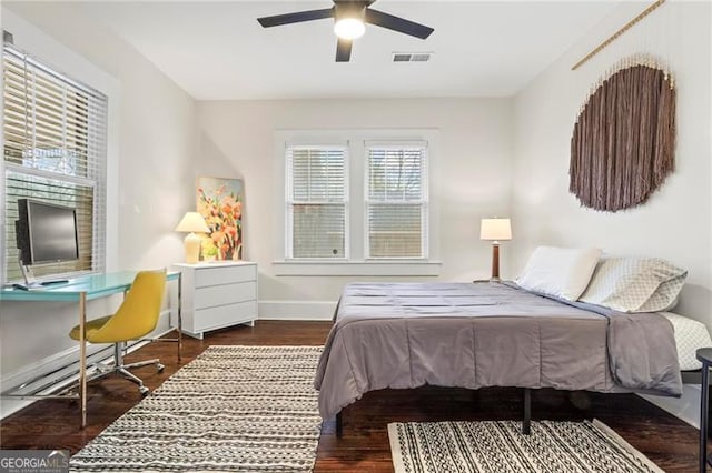 942 Byron Dr SW, Atlanta, GA 30310 - bedroom featuring baseboards, a desk, wood finished floors, and ceiling fan
