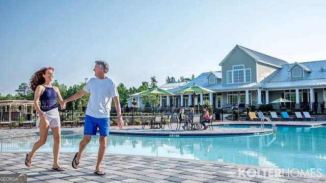 community pool with fence