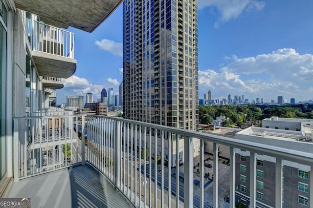 balcony featuring a city view