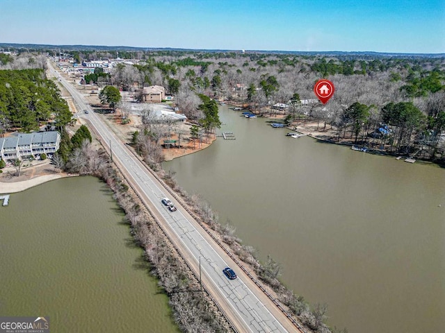 bird's eye view featuring a water view