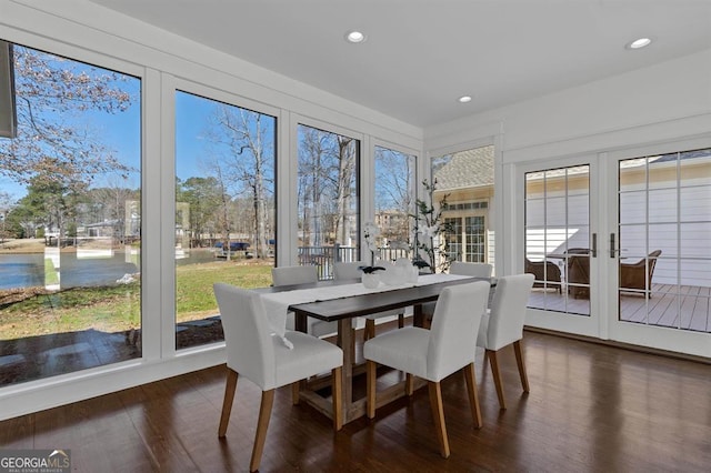 sunroom featuring french doors