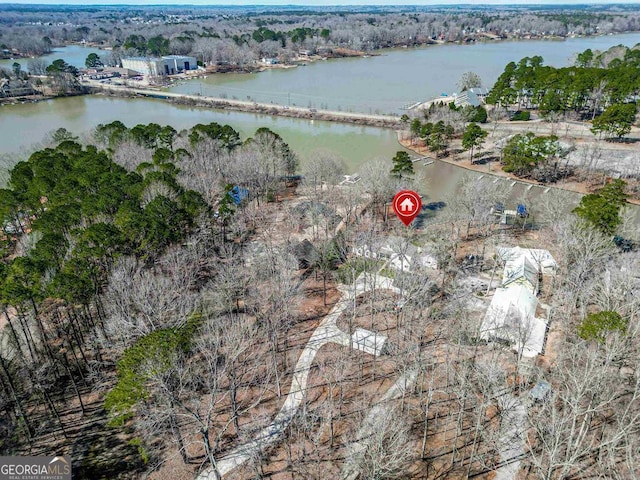 bird's eye view featuring a water view