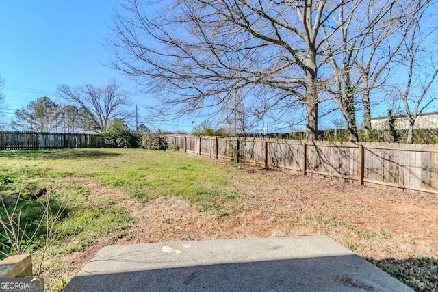 view of yard featuring a fenced backyard