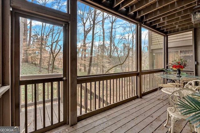 view of unfurnished sunroom