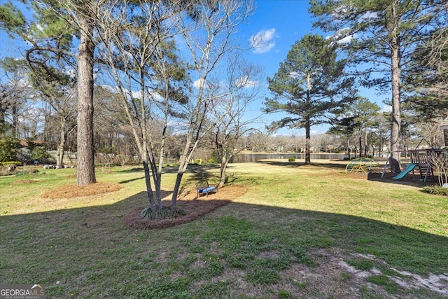 view of yard featuring playground community