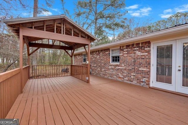 wooden terrace with a gazebo