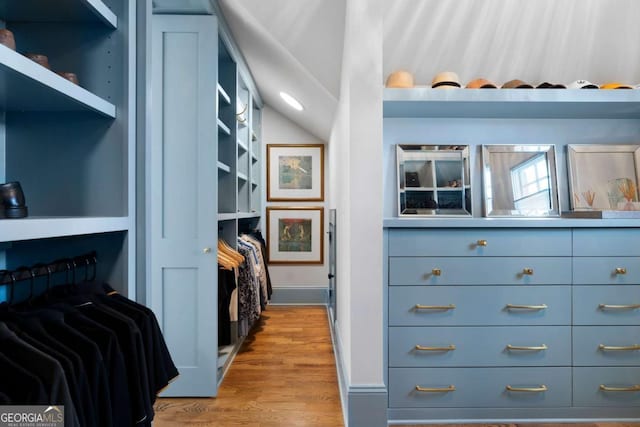 spacious closet featuring light wood-type flooring