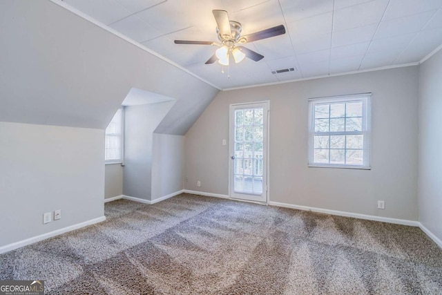 238 Howell Dr SW, Atlanta, GA 30331 - additional living space featuring carpet flooring, healthy amount of natural light, a ceiling fan, and vaulted ceiling