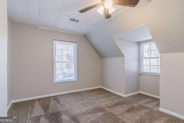 238 Howell Dr SW, Atlanta, GA 30331 - bonus room with healthy amount of natural light, vaulted ceiling, carpet, and ceiling fan