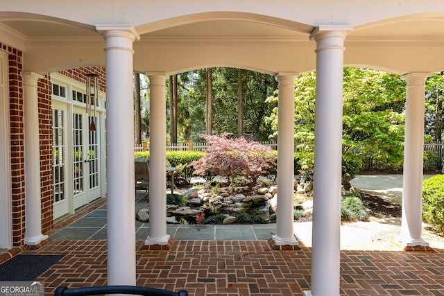 view of patio / terrace featuring french doors