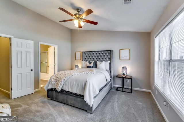 2139 Hickory Bnd SE Unit E, Conyers, GA 30013 - bedroom with carpet flooring, ceiling fan, and ensuite bathroom