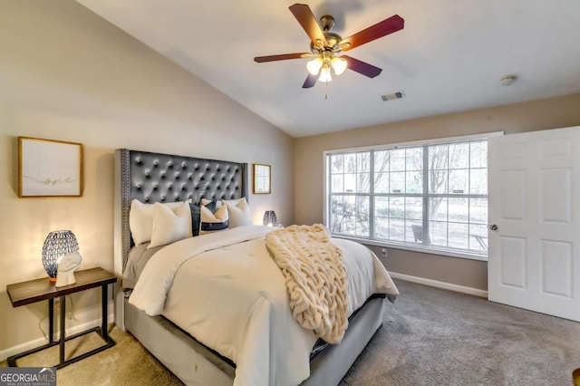 2139 Hickory Bnd SE Unit E, Conyers, GA 30013 - bedroom with carpet floors, lofted ceiling, and a ceiling fan