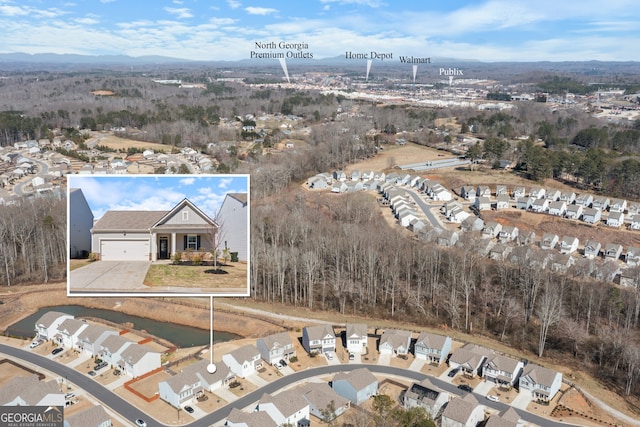 aerial view with a residential view