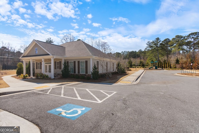 exterior space with curbs and sidewalks