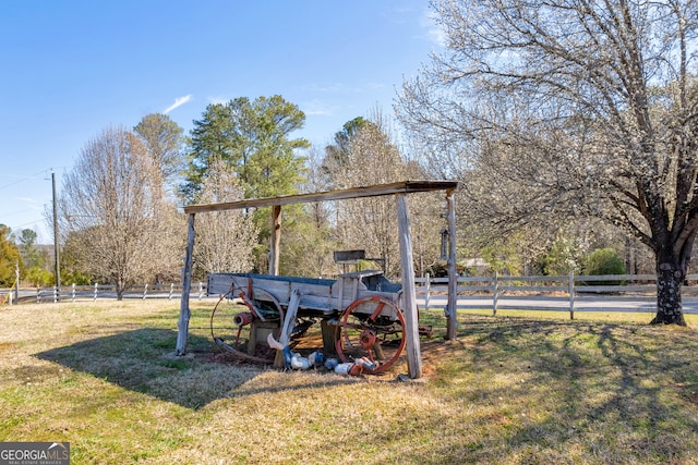 view of yard featuring fence