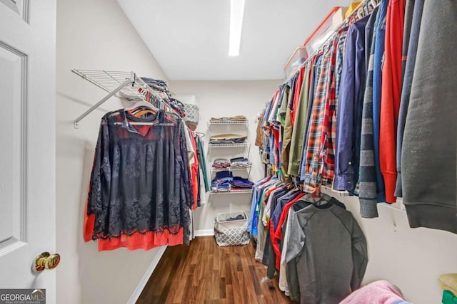 spacious closet with wood finished floors