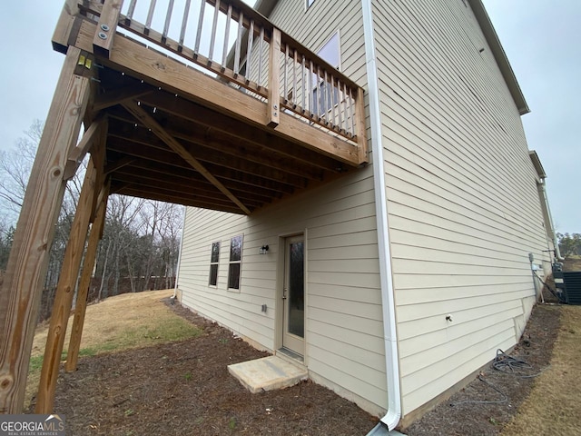 exterior space featuring central air condition unit