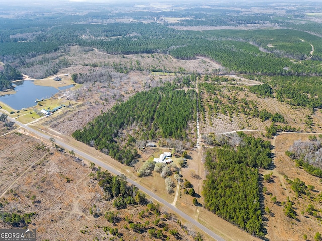 aerial view featuring a rural view and a water view