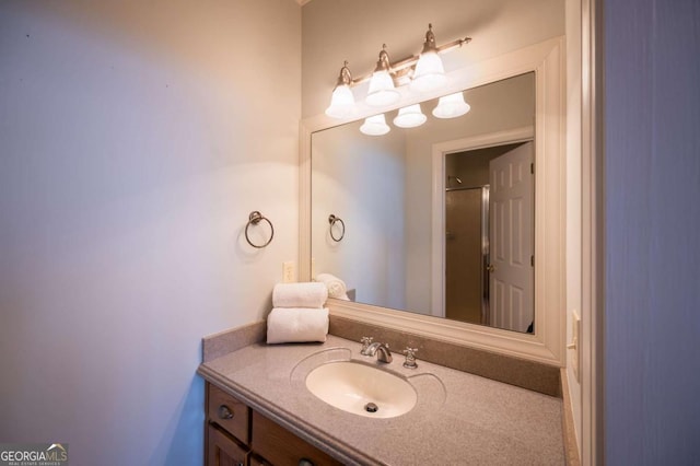 132 Sanderlin Mountain Dr S, Big Canoe, GA 30143 - bathroom featuring vanity and an enclosed shower