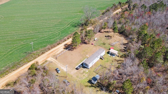 drone / aerial view featuring a rural view