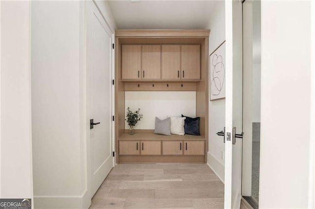 mudroom with light wood-type flooring