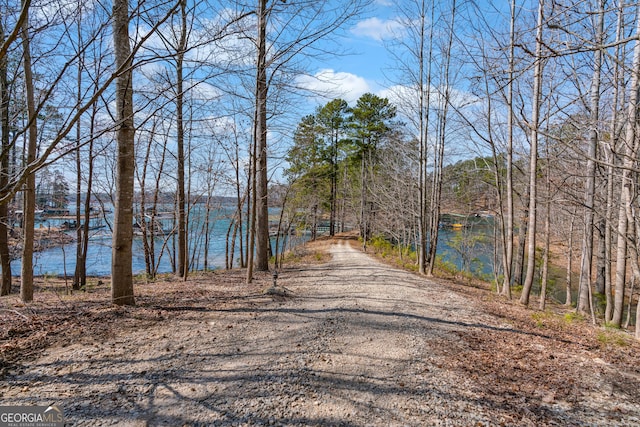 view of street featuring a water view