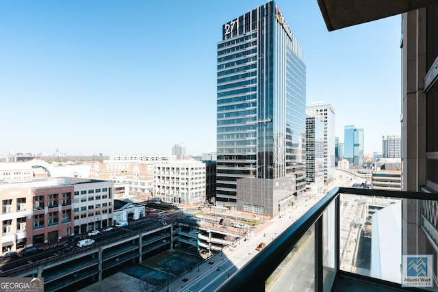 balcony featuring a view of city