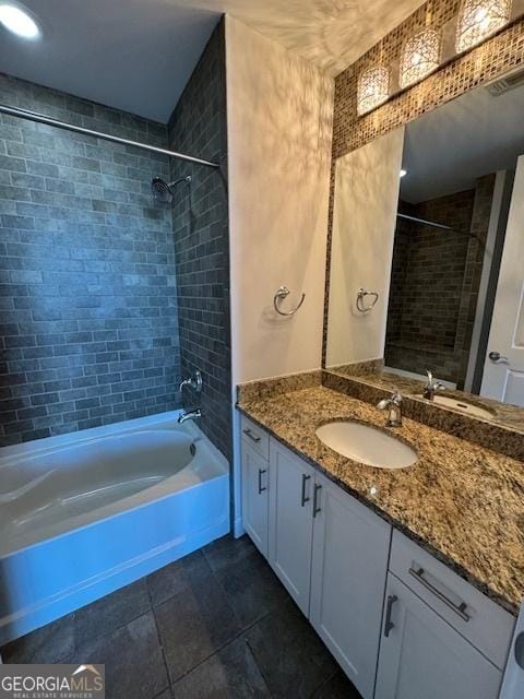 full bath featuring bathtub / shower combination and vanity