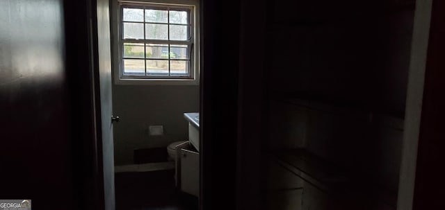 interior space featuring vanity and toilet