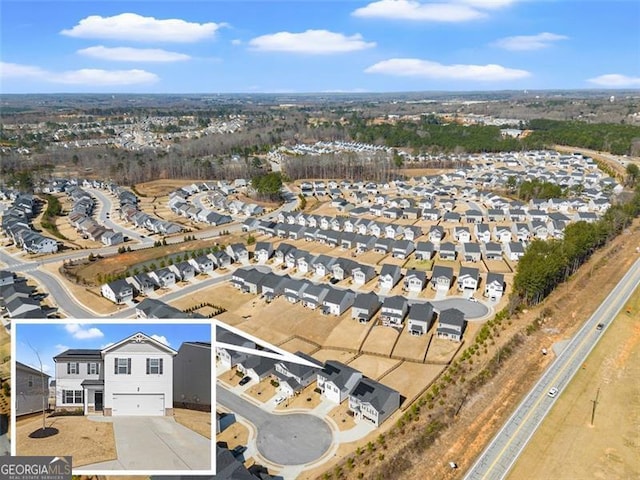 aerial view featuring a residential view