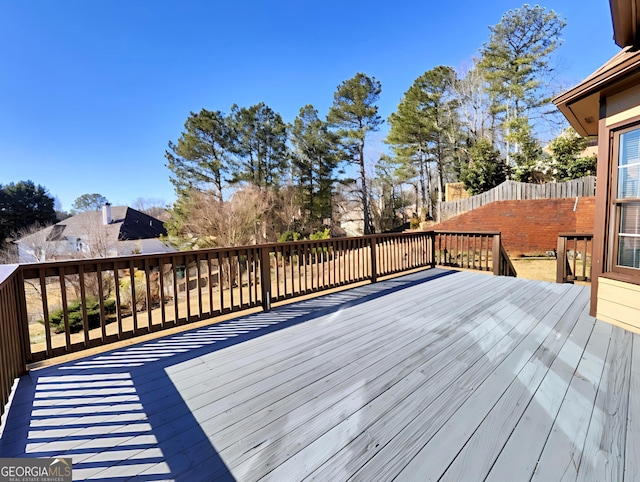 deck featuring fence