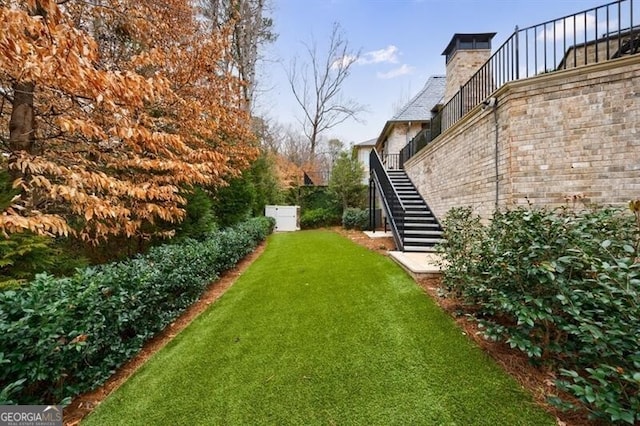 view of yard with stairs