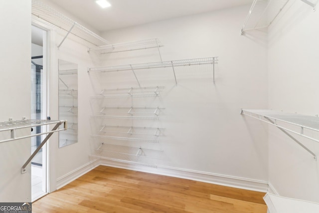 spacious closet with light wood-type flooring