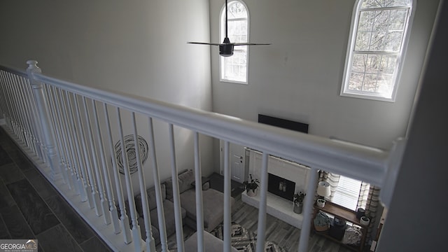 stairway featuring wood finished floors