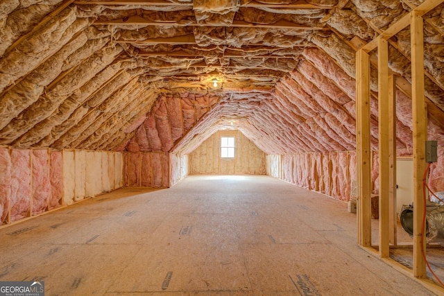 view of unfinished attic