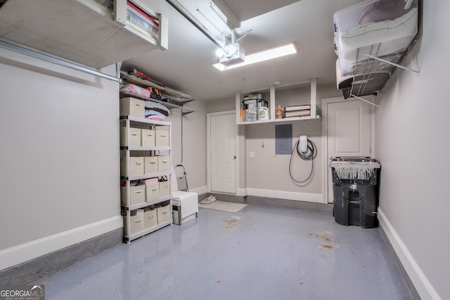 garage featuring baseboards