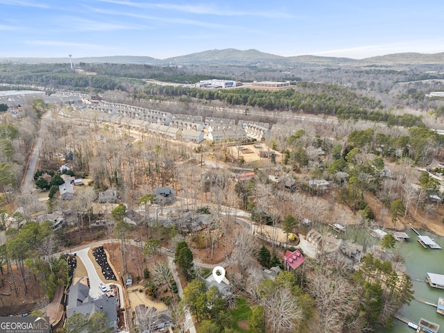 bird's eye view with a mountain view