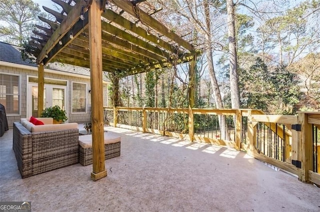 view of patio featuring a pergola