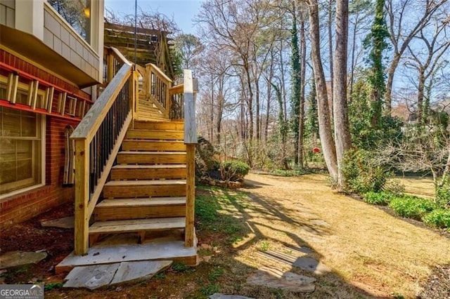 view of yard featuring stairway