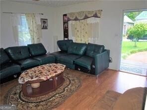 living area with wood finished floors