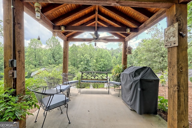 116 Smoky Mountain Ln Unit 103, Clayton, GA 30525 - view of patio / terrace with a gazebo, ceiling fan, and area for grilling