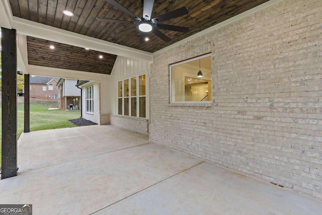 view of patio / terrace featuring ceiling fan