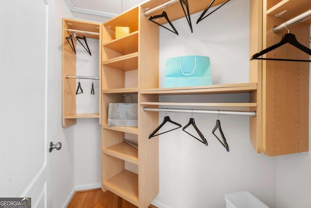 spacious closet with wood finished floors