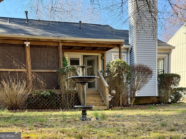 exterior space with a chimney