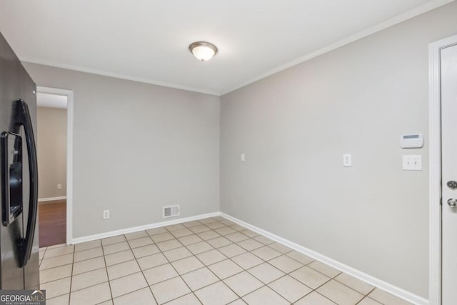 interior space with visible vents, crown molding, and baseboards