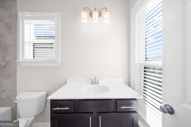 bathroom with toilet and vanity