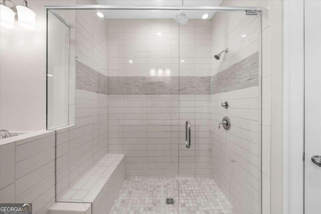 bathroom featuring a stall shower