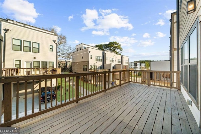 deck with a residential view