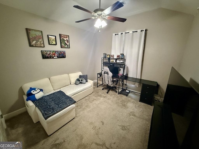 interior space featuring a ceiling fan and baseboards